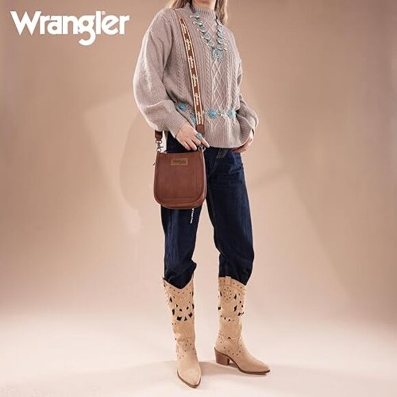 Wrangler Handbags - Wrangler Tan Messenger Bag with Branded Strap